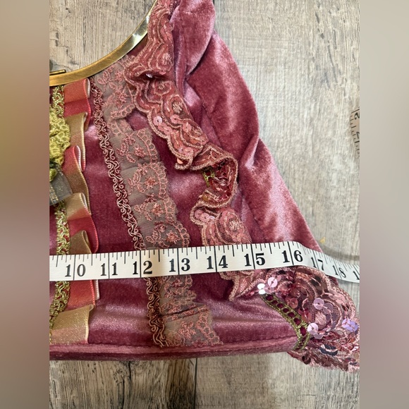 Nicole Lee Velvet Lace Embellished Bag Purse Pink Boho Girlhood Maximalist - Picture 6 of 10